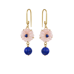 Morganite flower hook earrings by Turquoise Mountain
